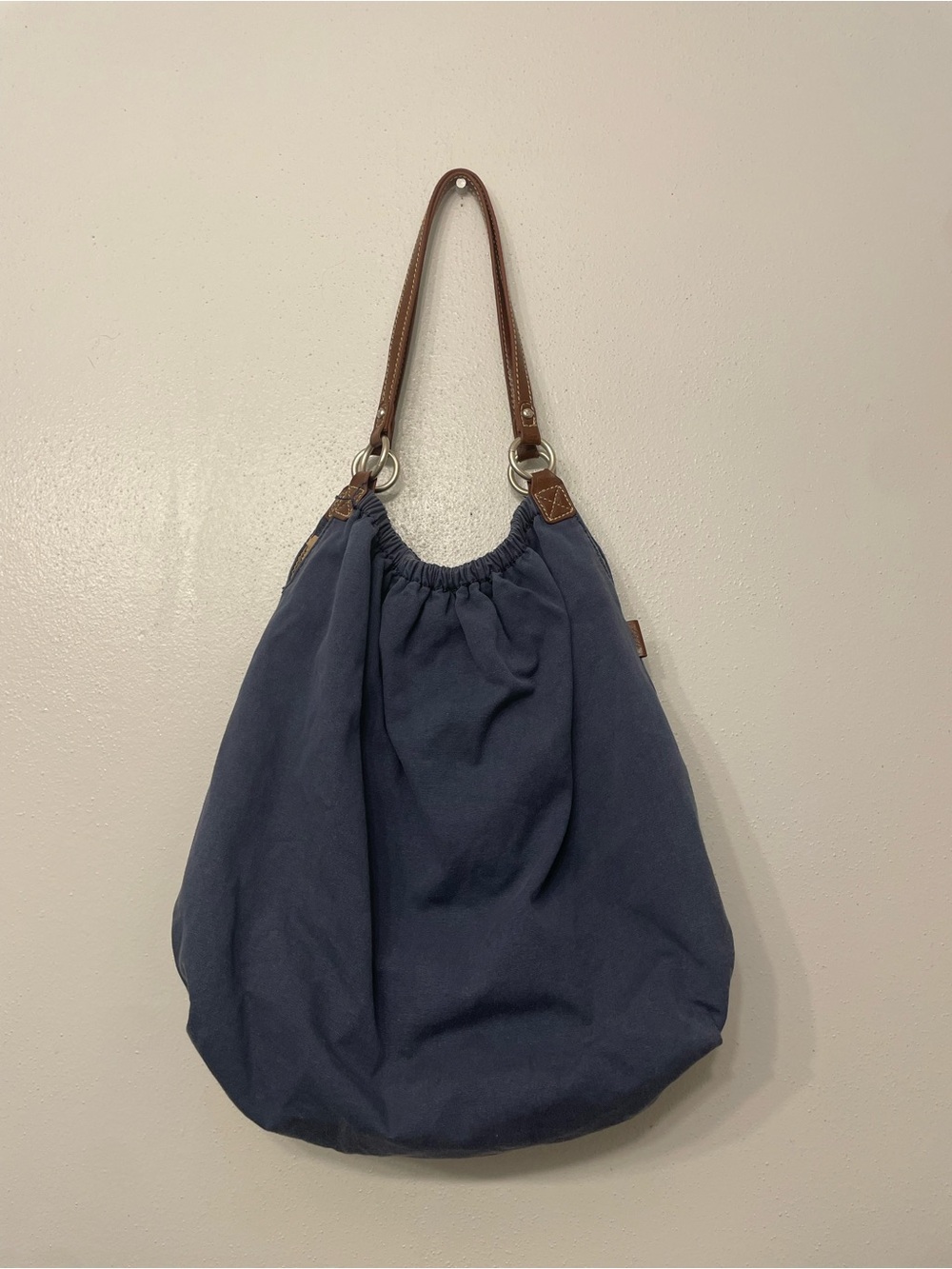 American Eagle Navy Canvas Hobo with Brown Leather Strap